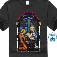 Load image into Gallery viewer, Stained Glass T Shirt Christ In Manger Christmas Catholic Jesus S 5xl 2018 Short Sleeve Cotton T Shirts Man Clothing Animal