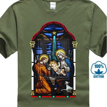 Load image into Gallery viewer, Stained Glass T Shirt Christ In Manger Christmas Catholic Jesus S 5xl 2018 Short Sleeve Cotton T Shirts Man Clothing Animal
