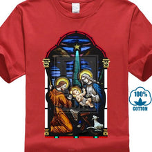 Load image into Gallery viewer, Stained Glass T Shirt Christ In Manger Christmas Catholic Jesus S 5xl 2018 Short Sleeve Cotton T Shirts Man Clothing Animal