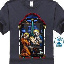 Load image into Gallery viewer, Stained Glass T Shirt Christ In Manger Christmas Catholic Jesus S 5xl 2018 Short Sleeve Cotton T Shirts Man Clothing Animal
